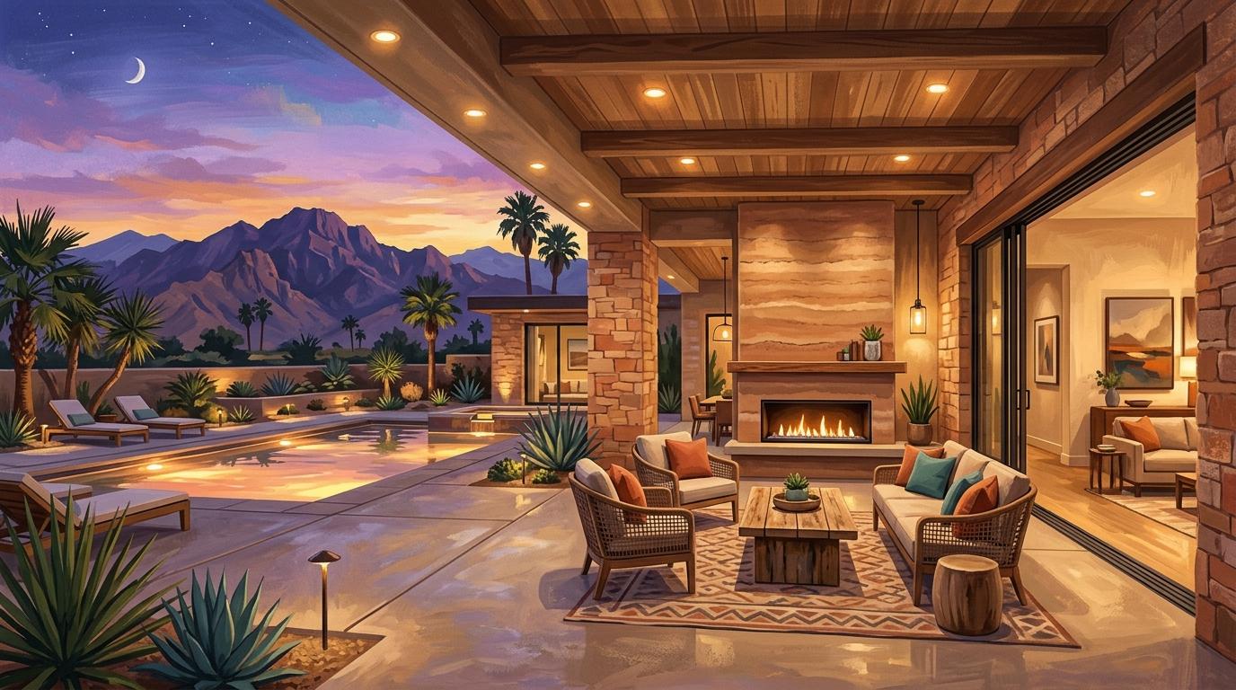 Artistic interpretation of Coachella Valley desert living and modern construction in La Quinta